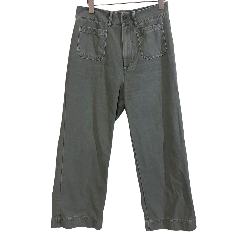Marine Layer Love Me Tender Wide Leg Crop‎ Pants in Sage Green, Women's Size 8